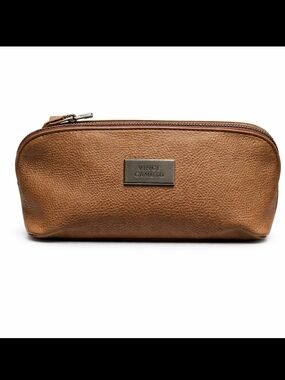 Vince Camuto Cognac Pebbled Leather Toiletry Cosmetic Bag/Pouch NWT